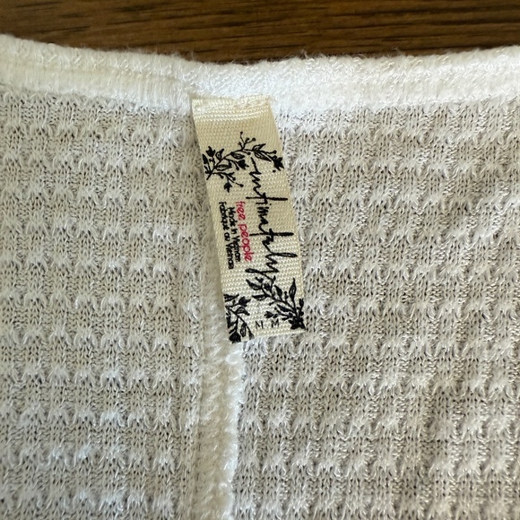 Free People Short Sleeve Henley White Tee - Medium - Picture 3 of 3